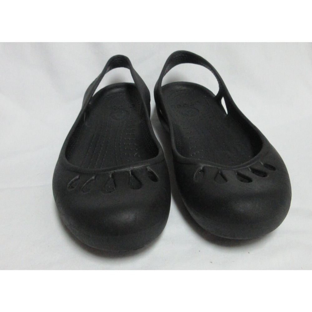 Crocs Black Kadee Flats Ballet Sling Back Cut Out Shoes Sandals Women's US 9